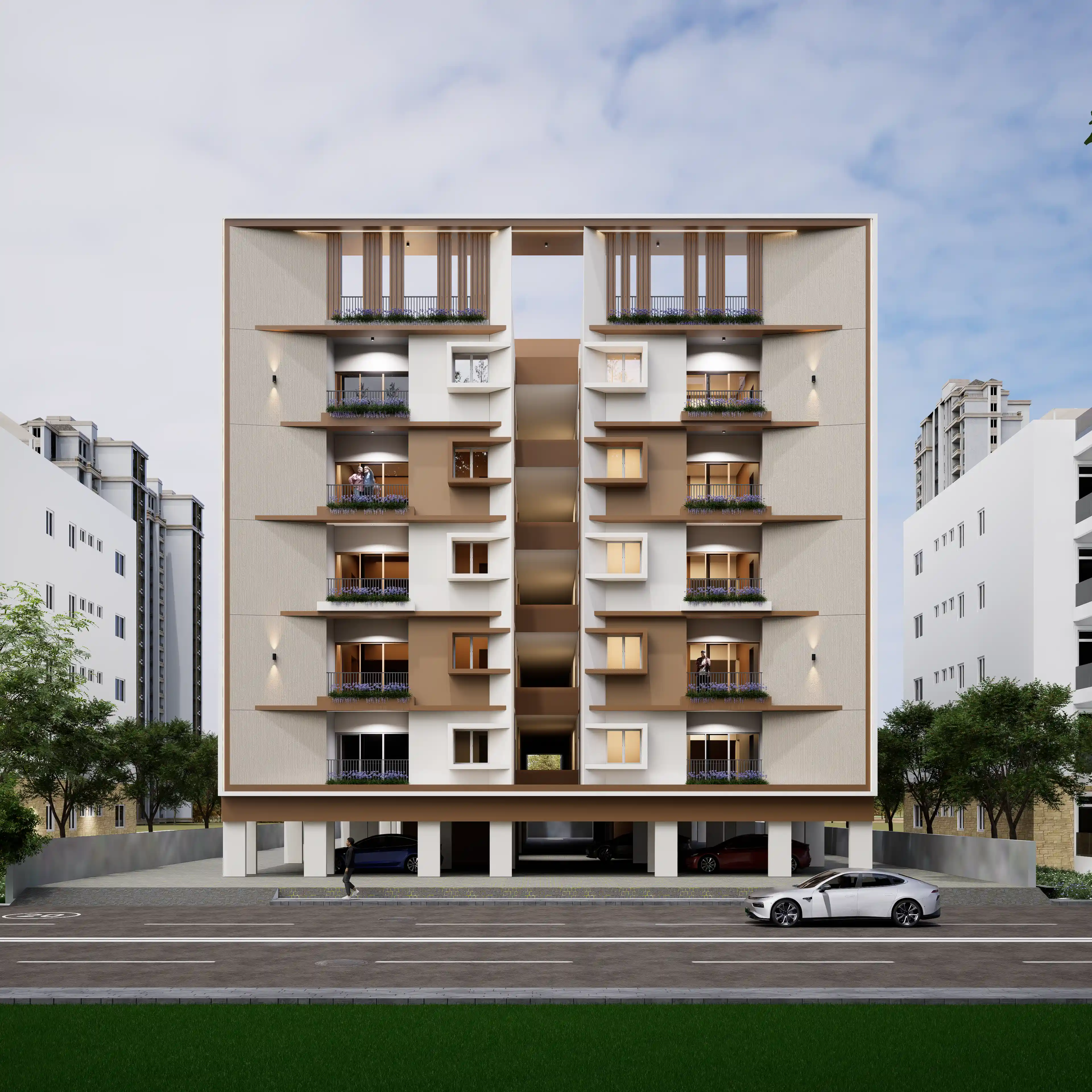 2BHK & 3BHK Apartment Side Elevation View – Morais City Luxe Trichy